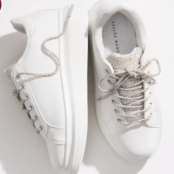 AZALEA Wang Janan Faux Leather Rhinestone Sneaker in white - Picture 3 of 12